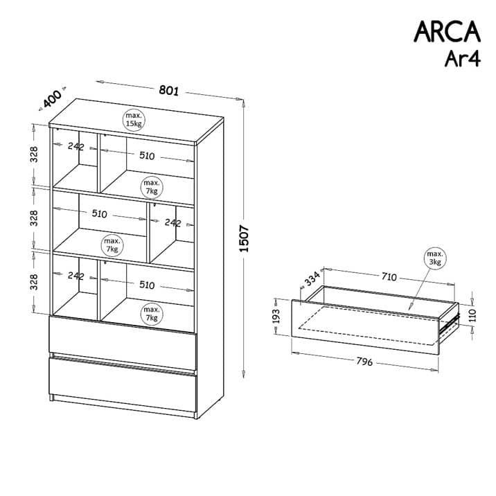 Arca AR4 Bookcase 80cm - Image 3
