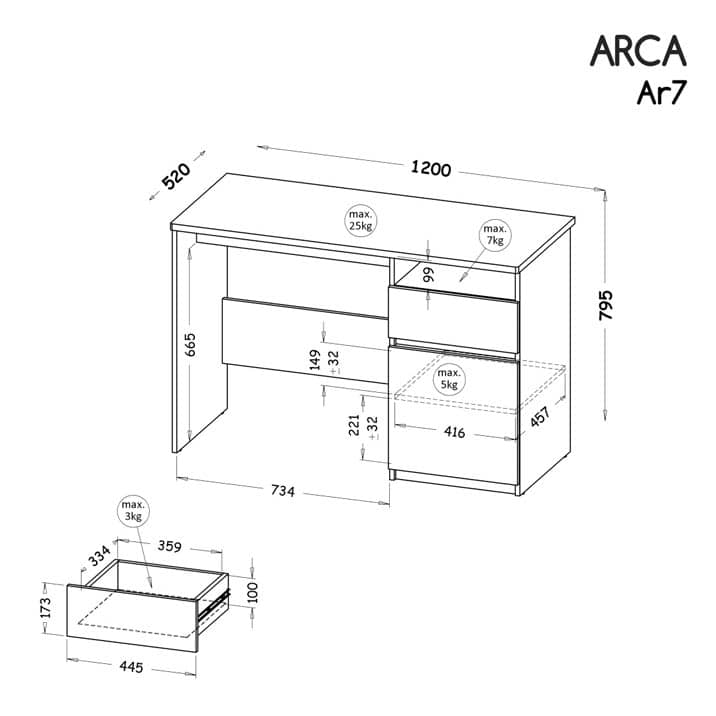 Arca AR7 Computer Desk 120cm - Image 3