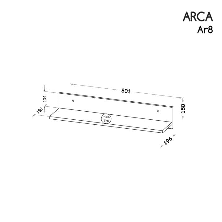 Arca AR8 Wall Shelf 80cm - Image 3