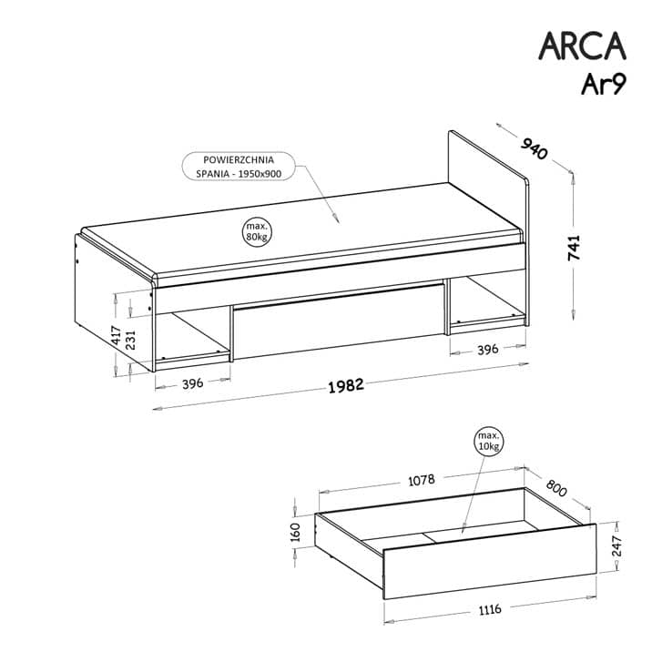 Arca AR9 Bed with Drawer - Image 3