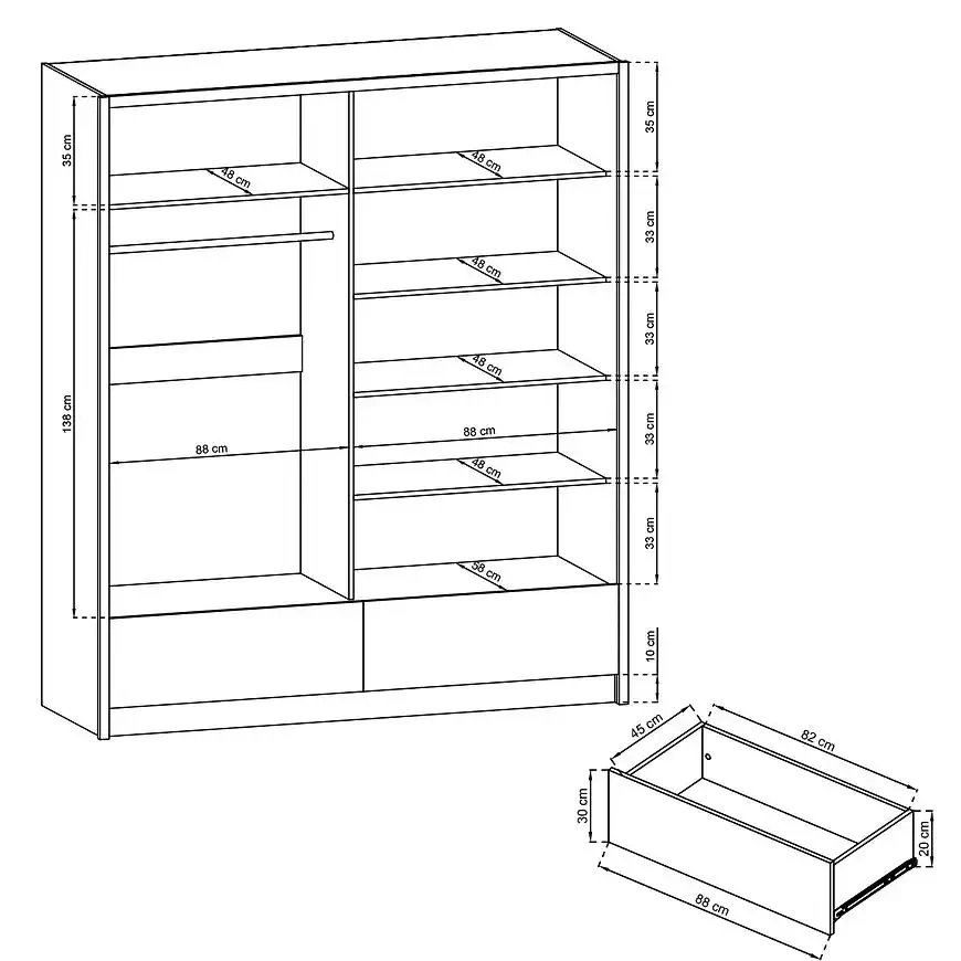 Aria II Sliding Door Wardrobe 184cm - Image 4