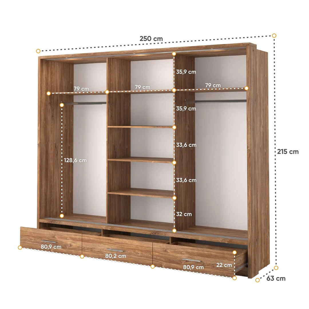 Arti 1 - 3 Sliding Door Wardrobe 250cm - Image 12