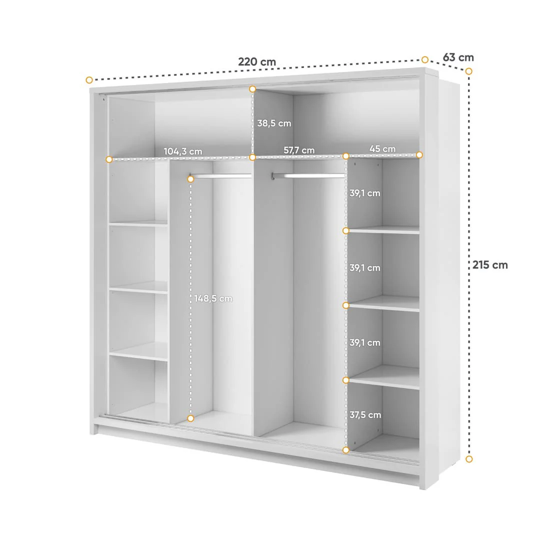 Arti 14 - 2 Sliding Door Wardrobe 220cm - Image 7