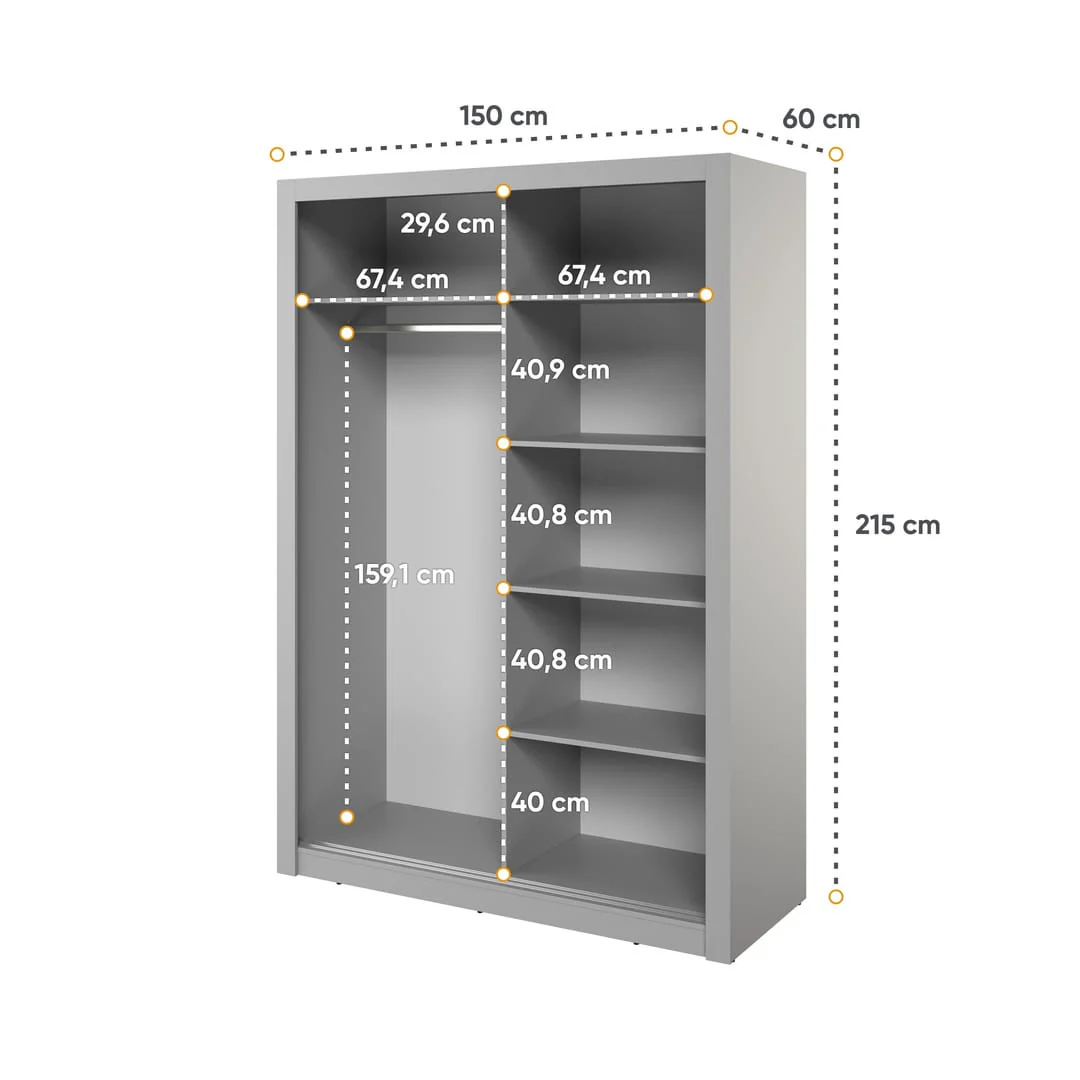 Arti 18 - 2 Sliding Door Wardrobe 150cm - Image 14
