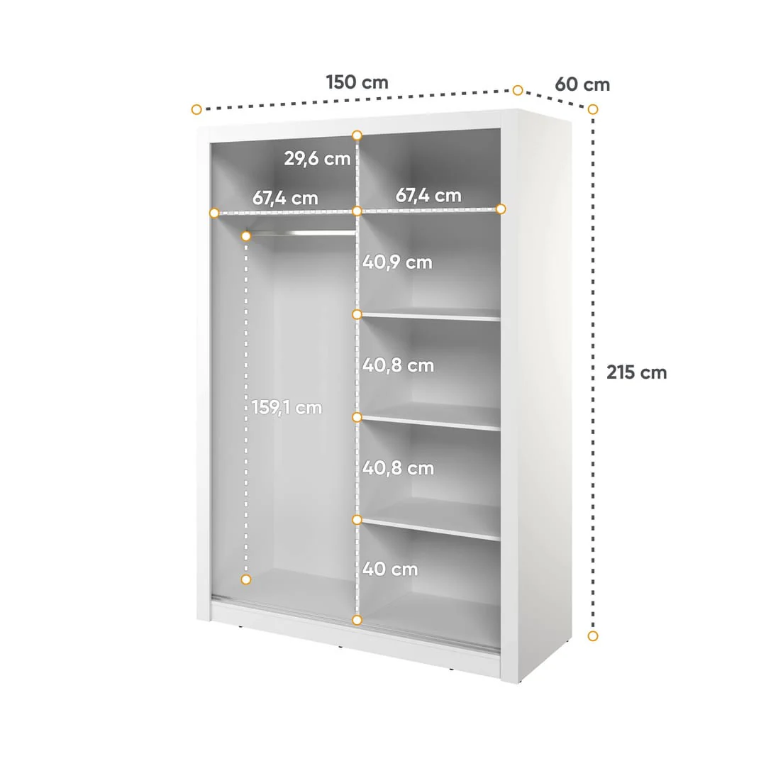 Arti 18 - 2 Sliding Door Wardrobe 150cm - Image 4
