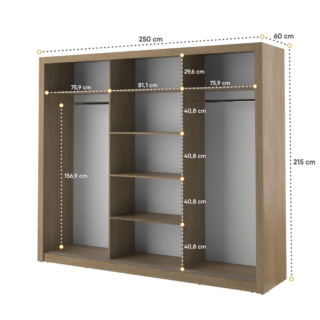 Arti 2 - 3 Sliding Door Wardrobe 250cm - Image 17