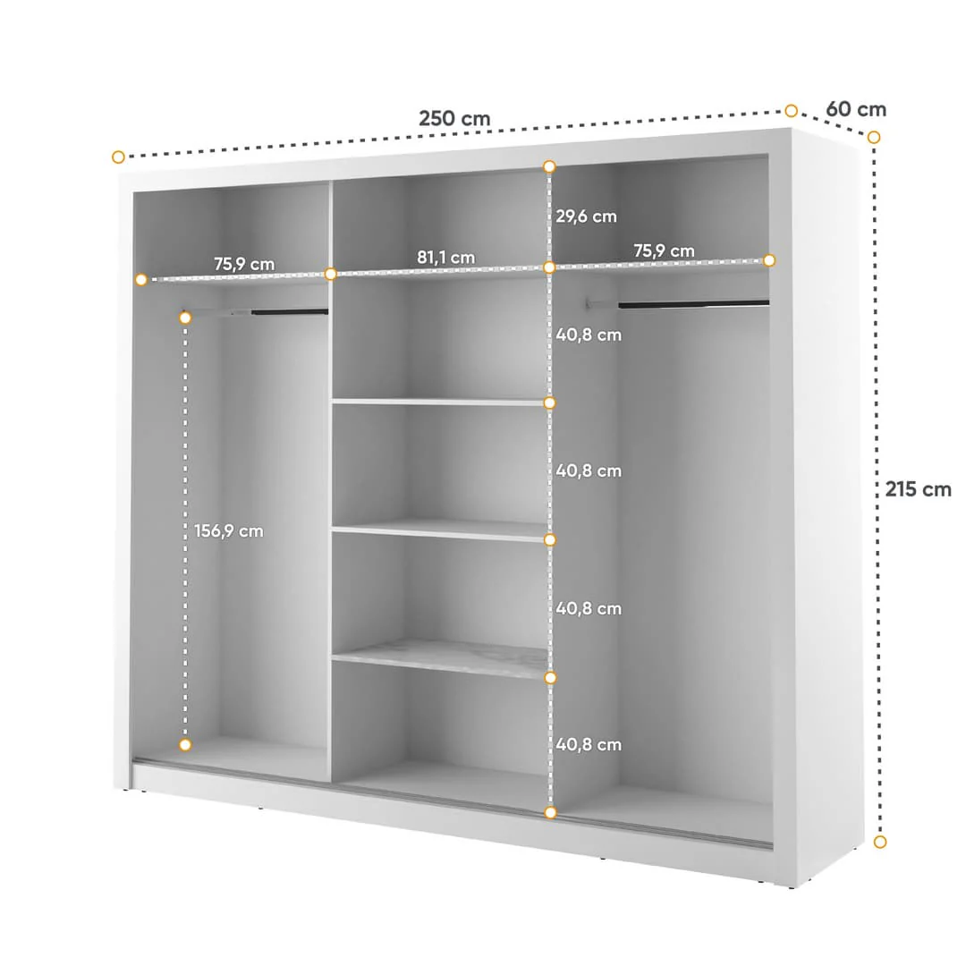 Arti 2 - 3 Sliding Door Wardrobe 250cm - Image 4