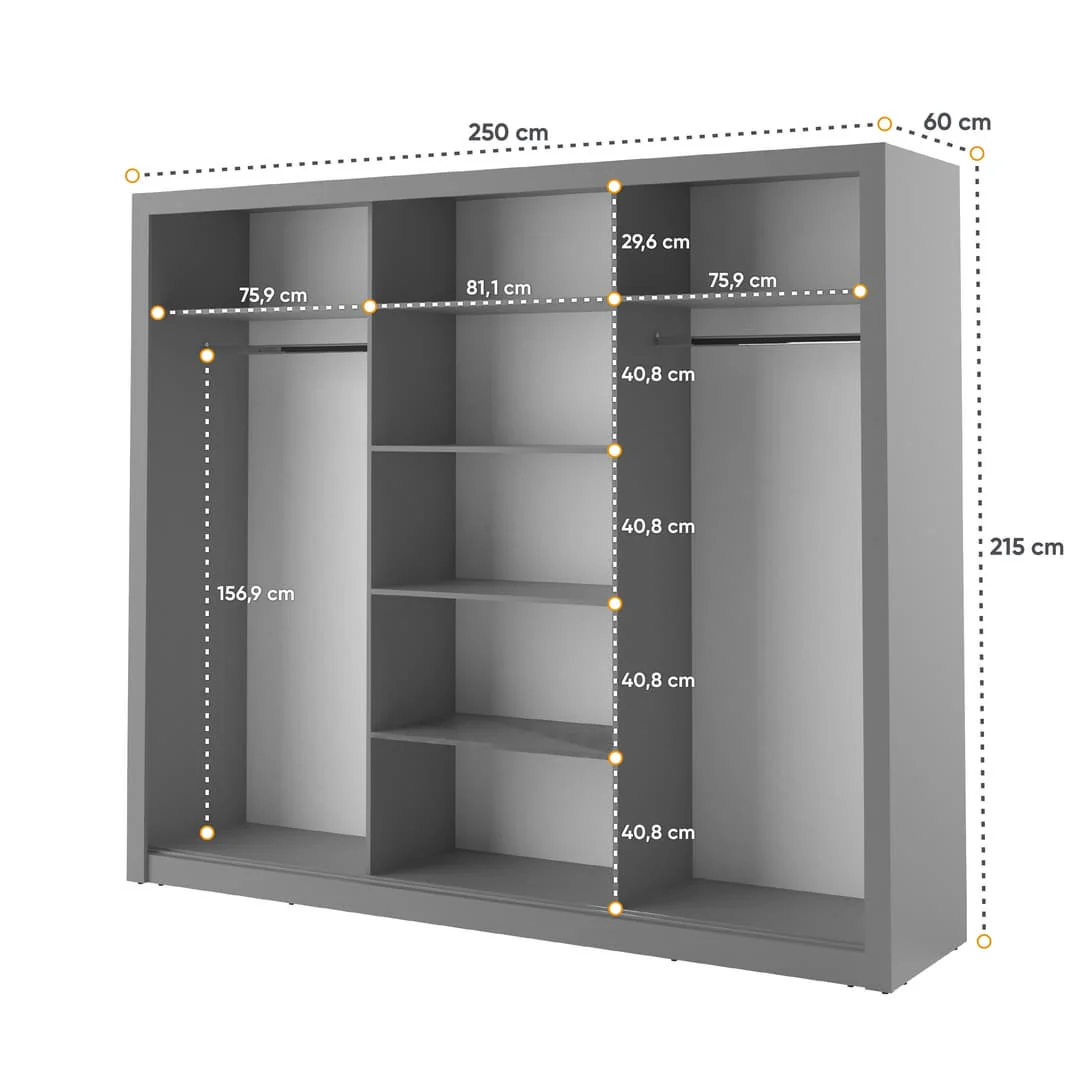 Arti 2 - 3 Sliding Door Wardrobe 250cm - Image 9