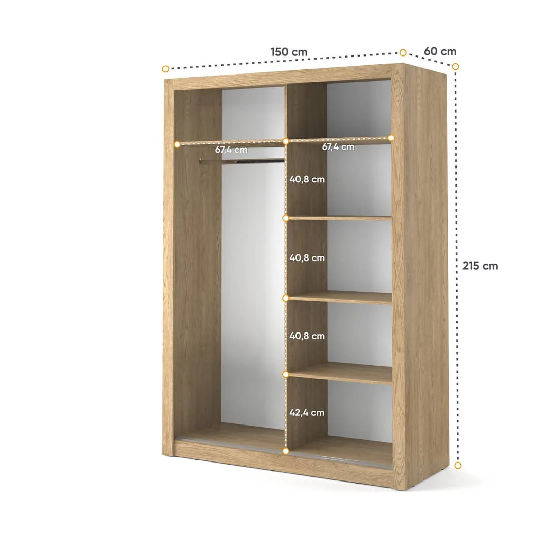 Arti 4 - 2 Sliding Door Wardrobe 150cm - Image 12