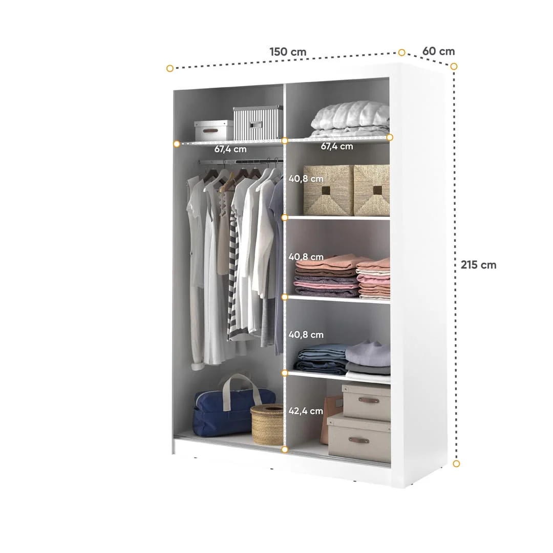 Arti 4 - 2 Sliding Door Wardrobe 150cm - Image 14