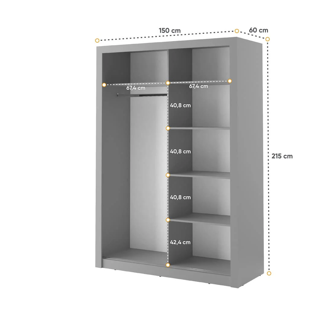 Arti 4 - 2 Sliding Door Wardrobe 150cm - Image 4