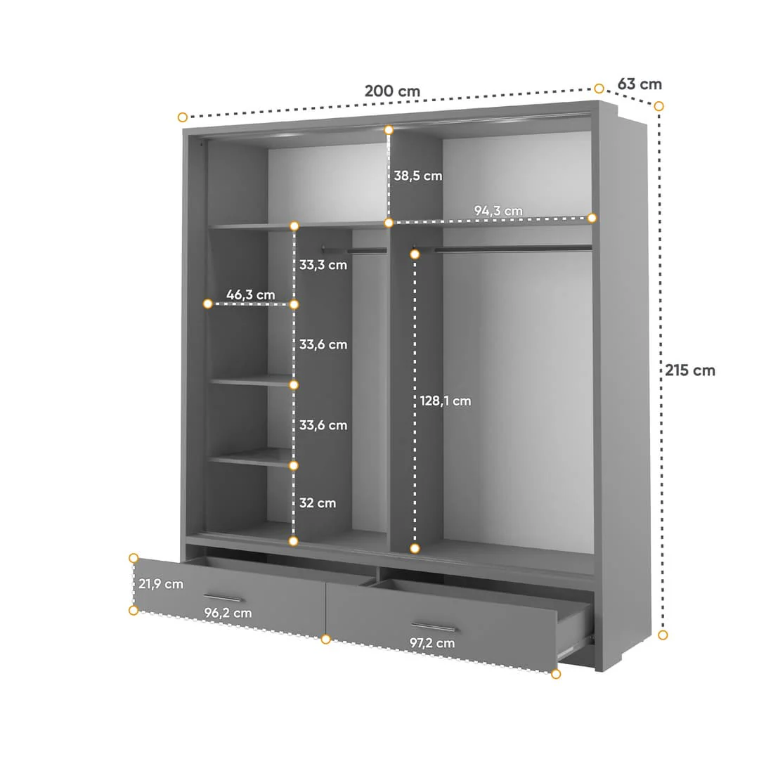Arti 5 - 2 Sliding Door Wardrobe 200cm - Image 8