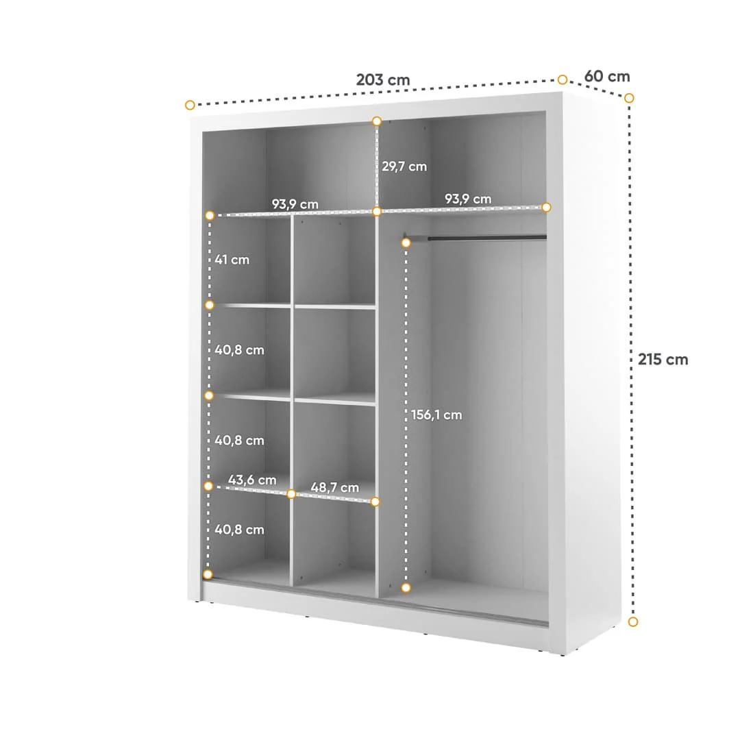 Arti 8 - 2 Sliding Door Wardrobe 203cm - Image 14