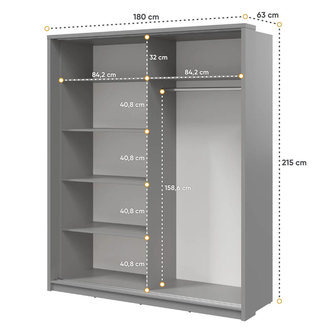 Arti AR-25 Sliding Door Wardrobe 180cm - Image 5