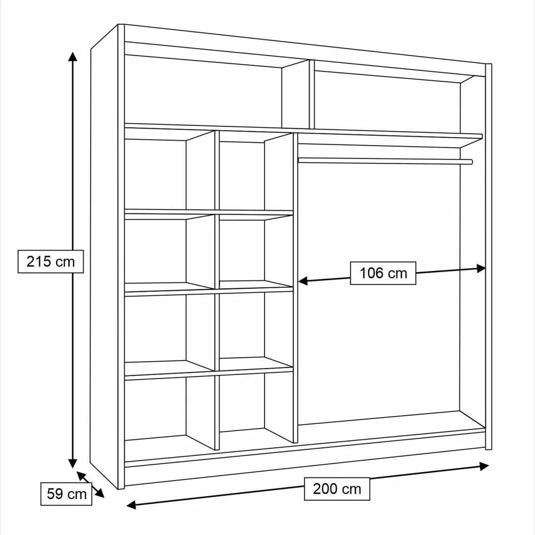 Avantgarde AV5 Sliding Door Wardrobe 200cm - Image 3