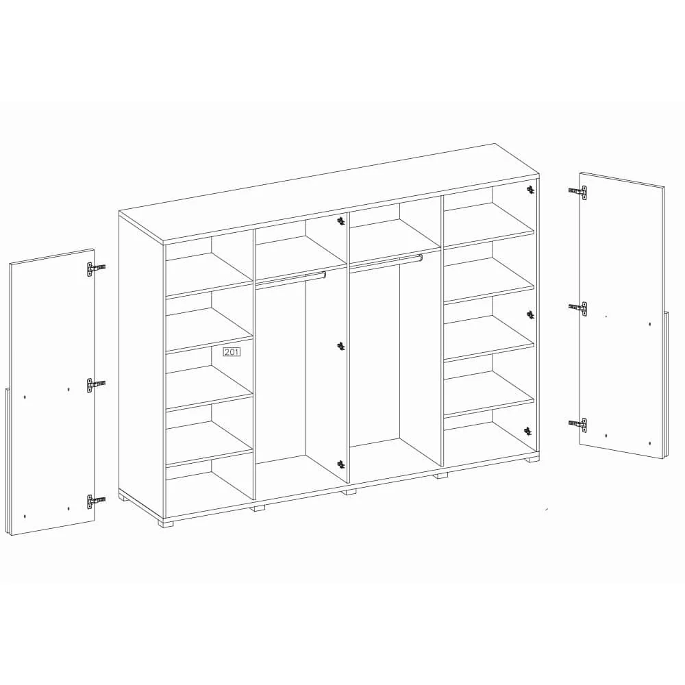 Bafra Hinged Door Wardrobe 200cm - Image 3