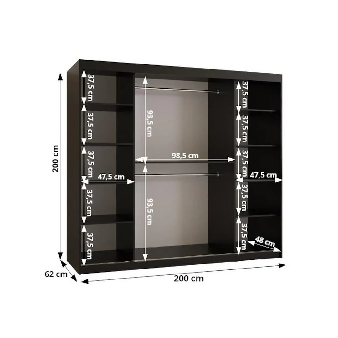 Bahrain II Sliding Door Wardrobe 200cm - Image 7