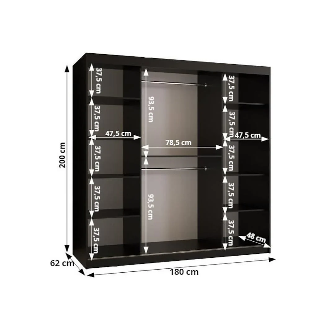 Bahrain III Sliding Door Wardrobe 180cm - Image 13