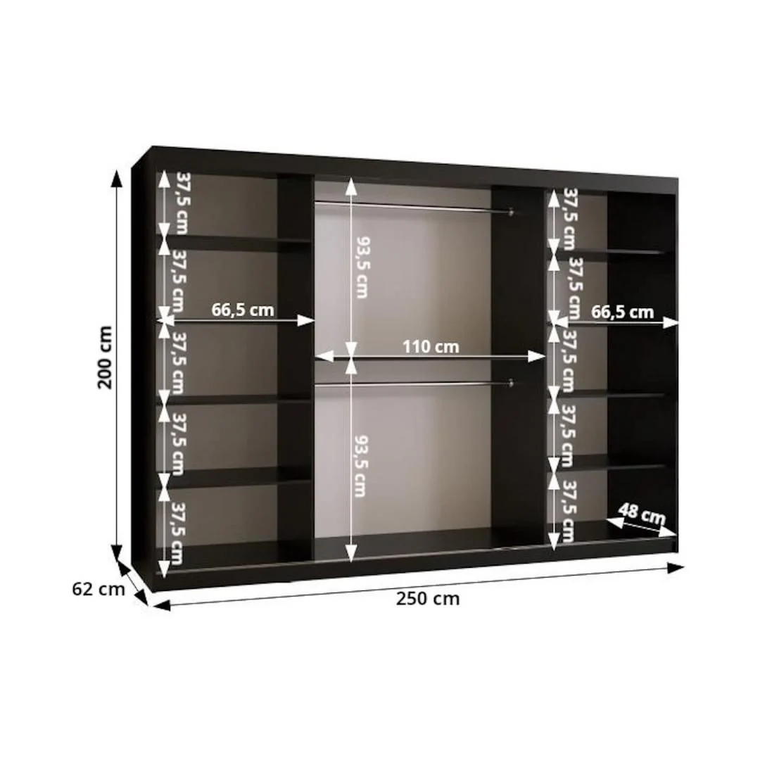 Bahrain III Sliding Door Wardrobe 250cm - Image 13