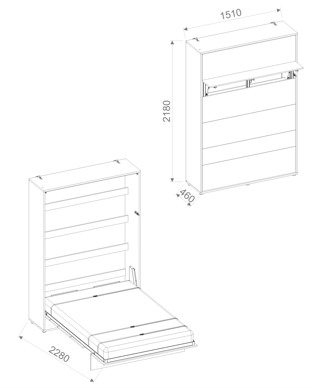 BC-01 Vertical Wall Bed Concept 140cm - Image 8