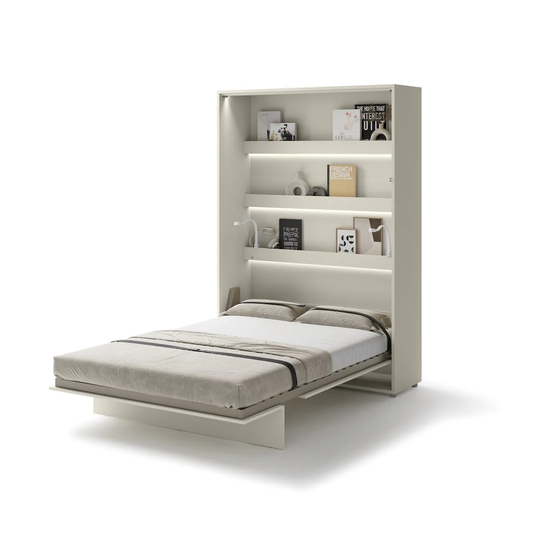 BC-01 Vertical Wall Bed Concept 140cm With Storage Cabinets and LED - Image 31