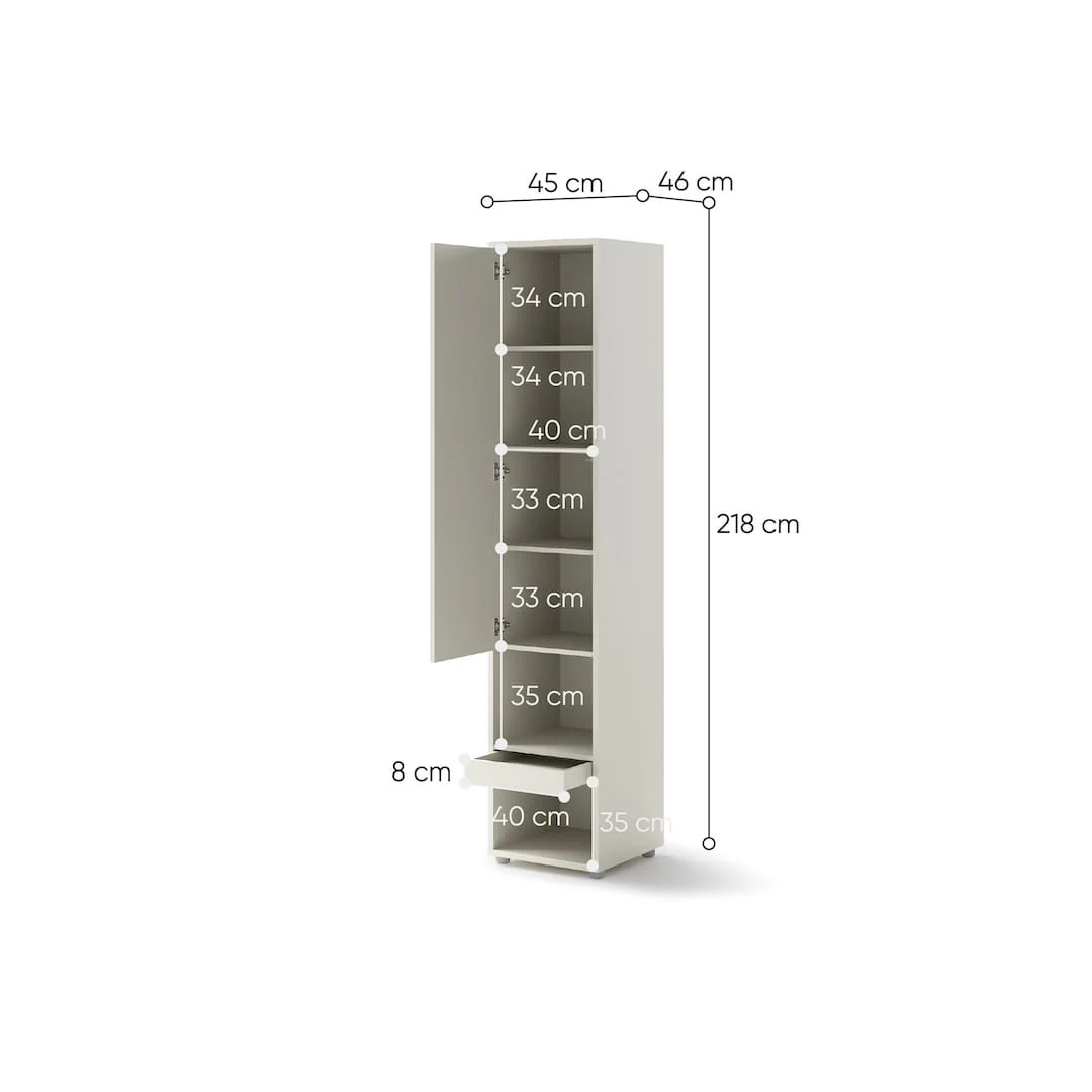BC-01 Vertical Wall Bed Concept 140cm With Storage Cabinets and LED - Image 35
