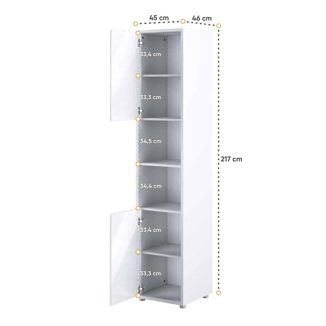 BC-01 Vertical Wall Bed Concept 140cm With Storage Cabinets and LED - Image 5