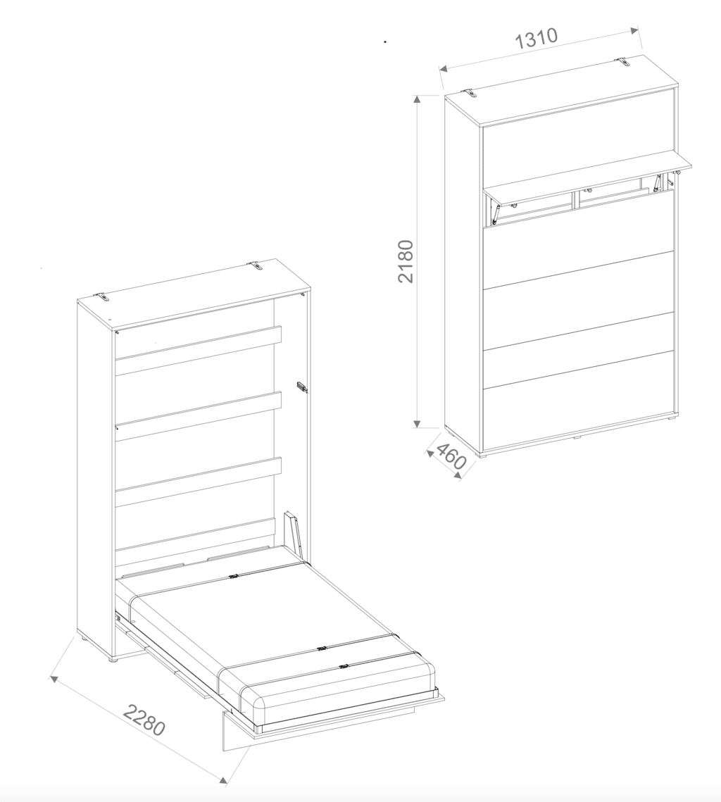 BC-02 Vertical Wall Bed Concept 120cm - Image 5