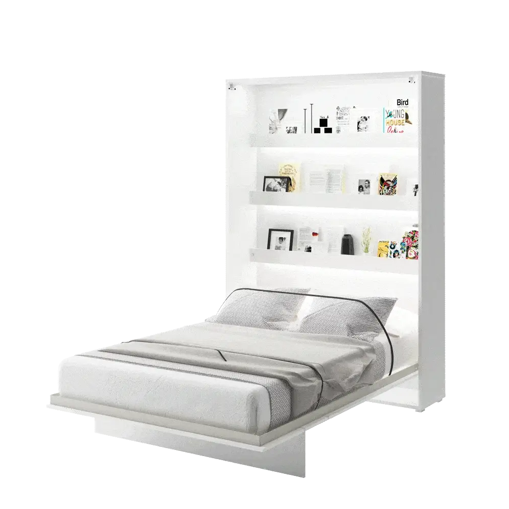 BC-02 Vertical Wall Bed Concept 120cm With Storage Cabinets and LED - Image 13