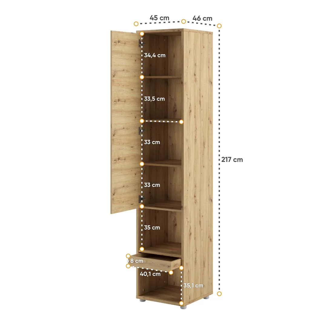 BC-03 Vertical Wall Bed Concept 90cm With Storage Cabinets and LED - Image 25