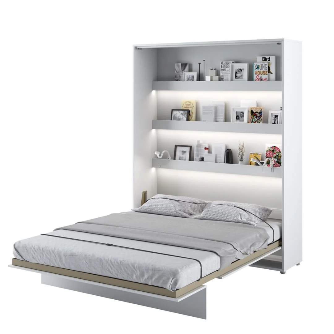 BC-12 Vertical Wall Bed Concept 160cm With Storage Cabinets and LED - Image 3