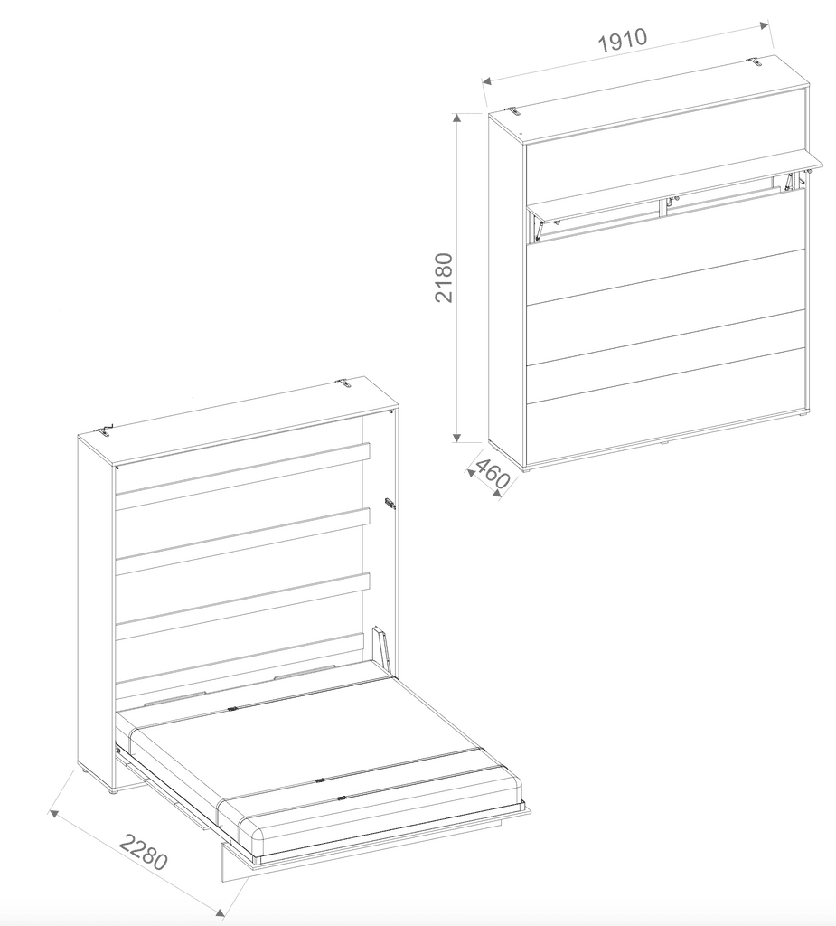 BC-13 Vertical Wall Bed Concept 180cm - Image 21