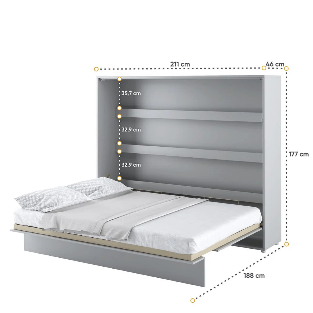 BC-14 Horizontal Wall Bed Concept 160cm With Storage Cabinet - Image 5