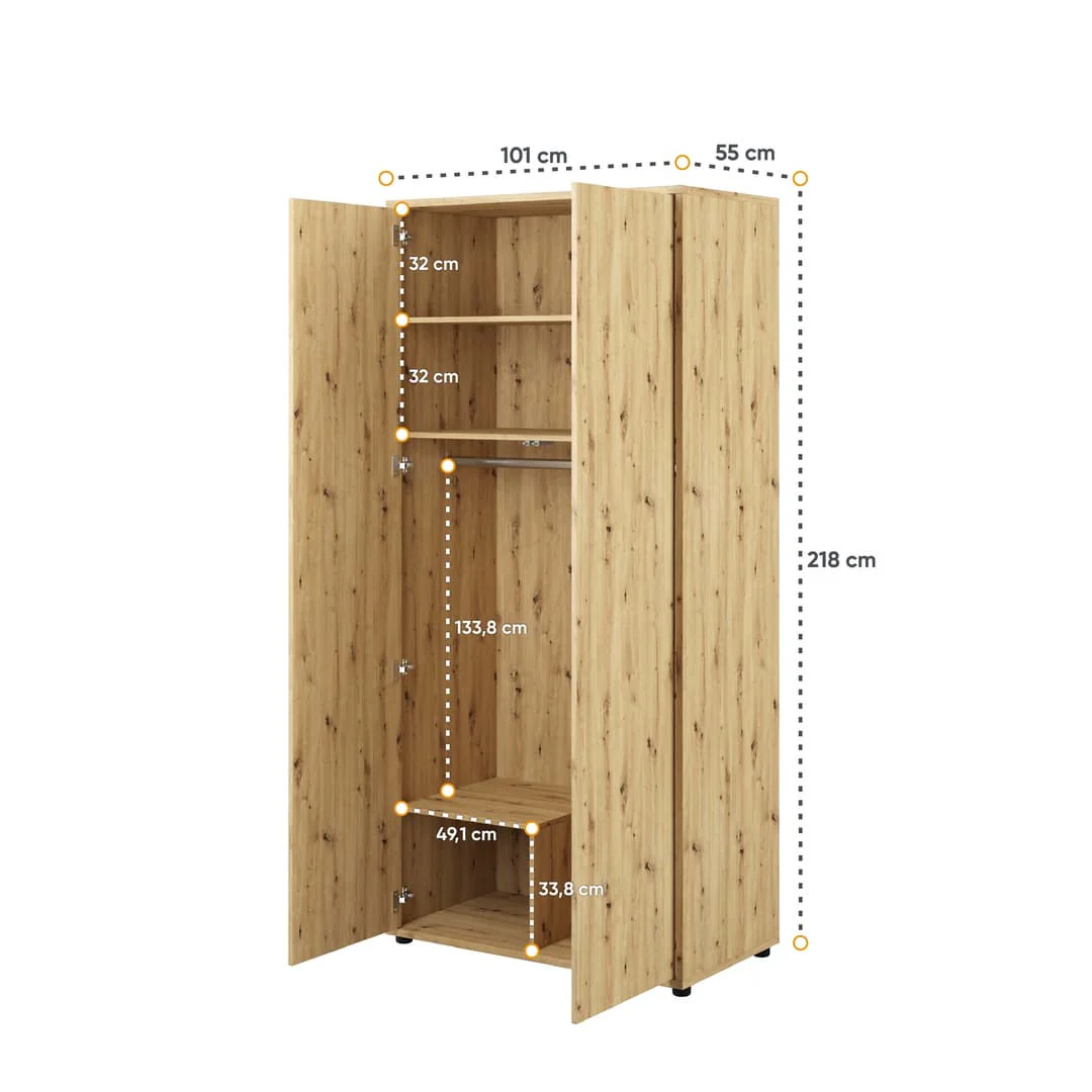 Bed Concept BC-20 Hinged Door Wardrobe 101cm - Image 8