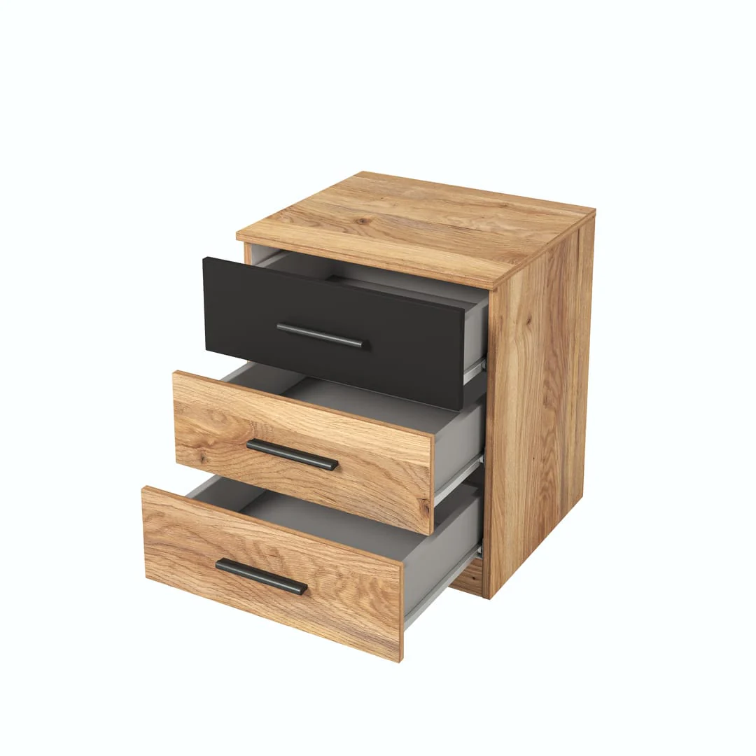 Beta Bedside Cabinet 46cm [Oak Mauvella] - Image 3