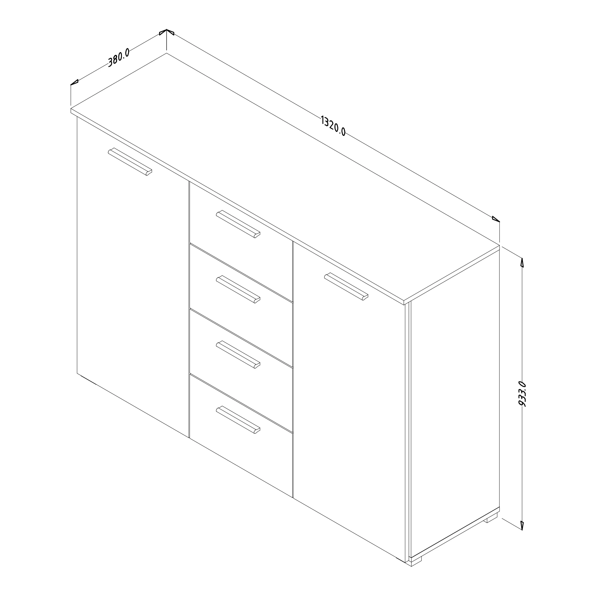 Beta Sideboard Cabinet 132cm [Oak Monastery] - Image 3