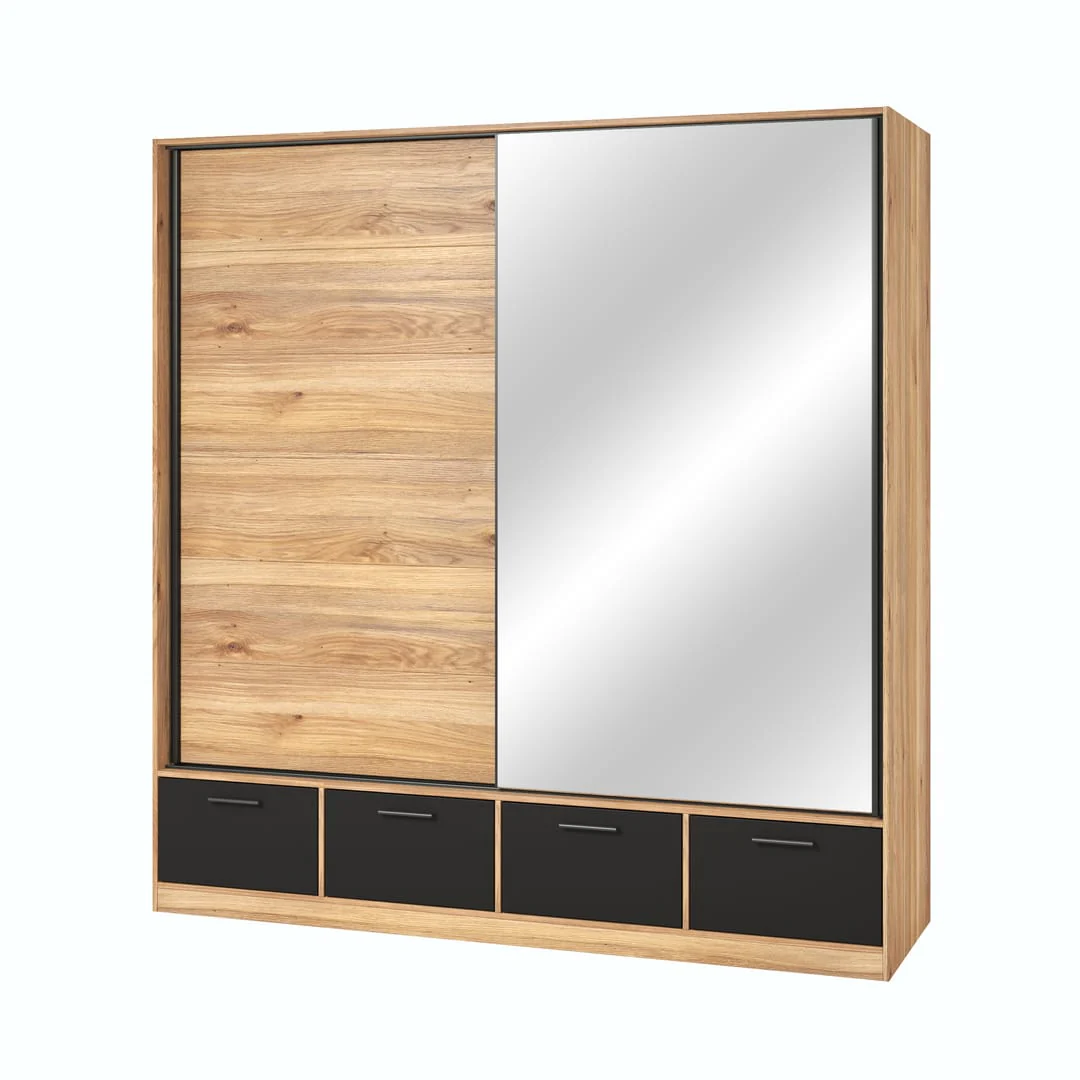 Beta Sliding Door Wardrobe 200cm [Oak Mauvella] - Image 3