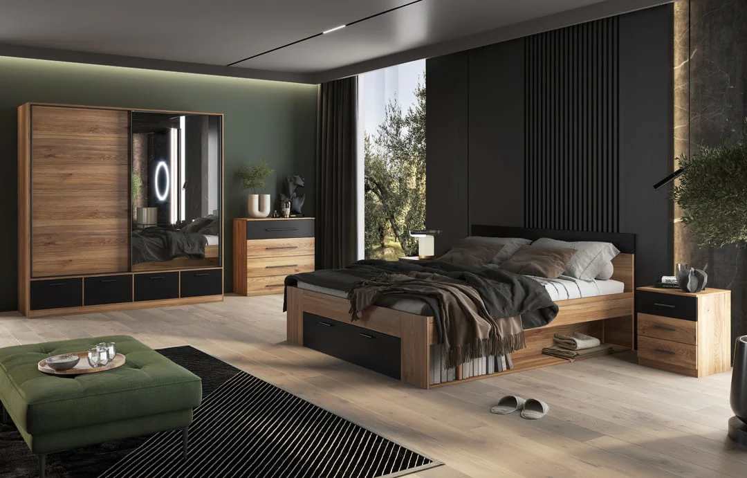 Beta Sliding Door Wardrobe 200cm [Oak Mauvella] - Image 5