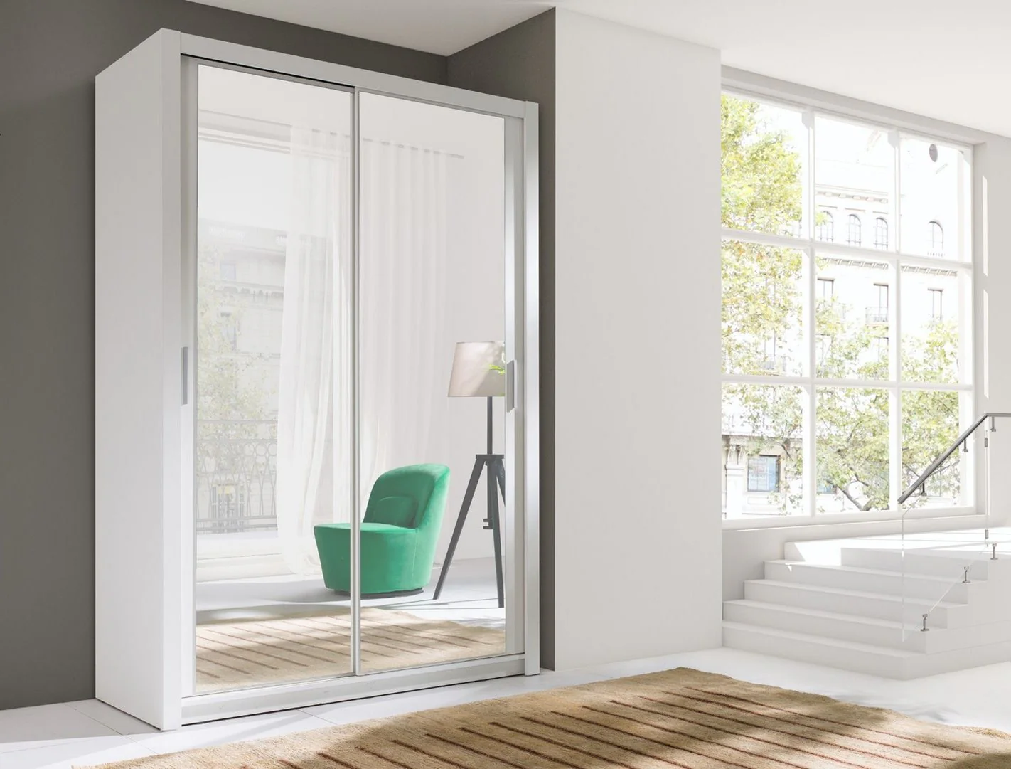 Bono Sliding Door Wardrobe With Mirrors 120cm - Image 3
