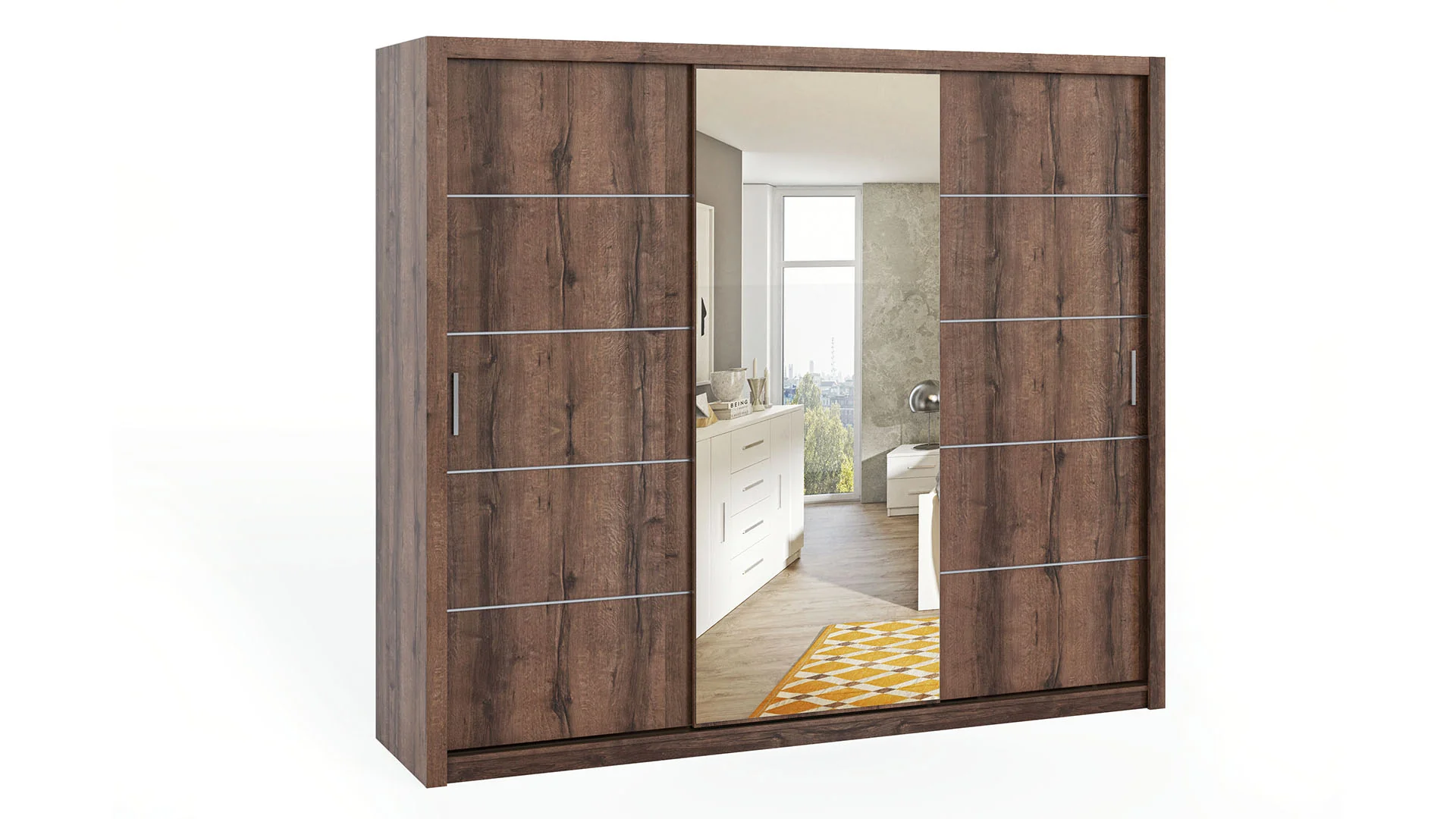 Bono Sliding Door Wardrobe With Mirror 250cm - Image 5