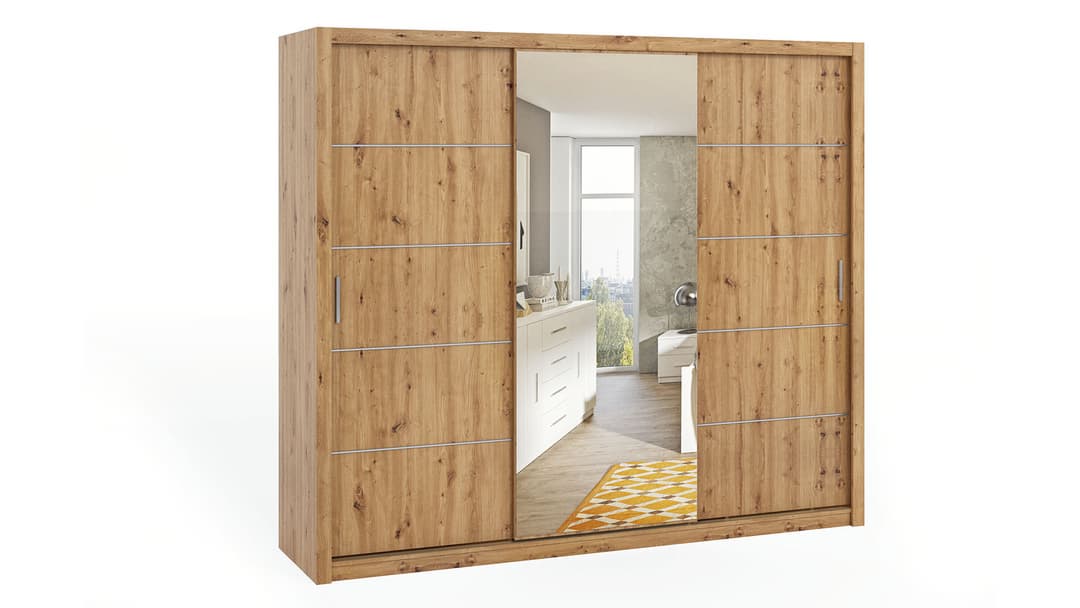 Bono Sliding Door Wardrobe With Mirror 250cm - Image 7