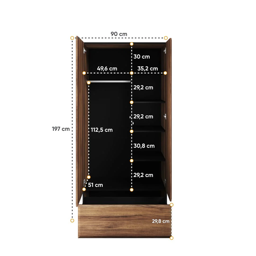 Borga BG-01 Hinged Wardrobe 90cm - Image 3