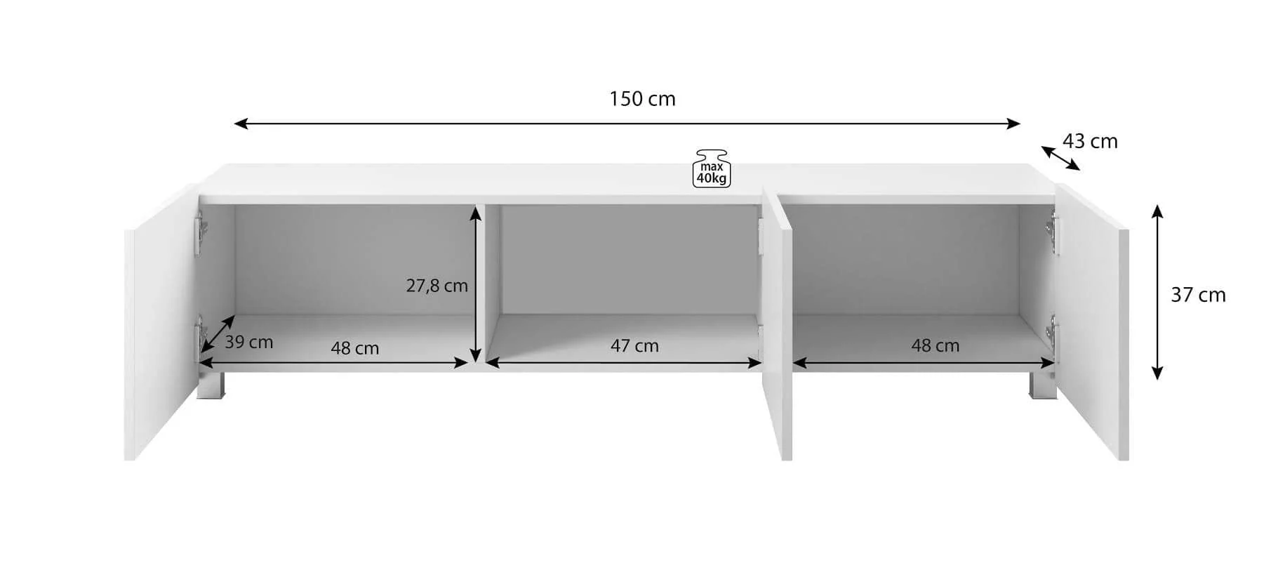 Calabrini TV Cabinet 150cm - Image 3