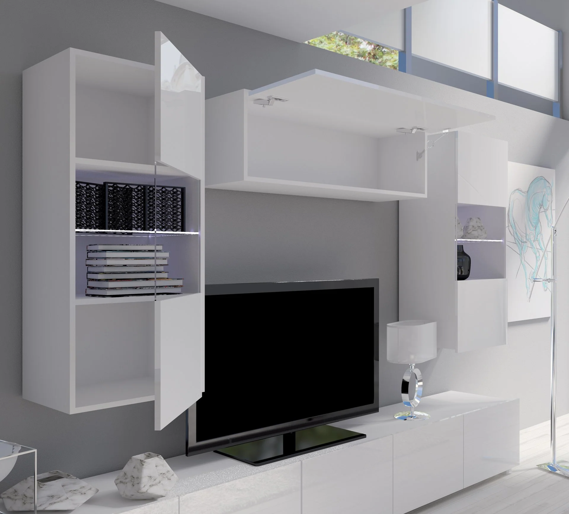 Calabrini Wall Cabinet 105cm - Image 4