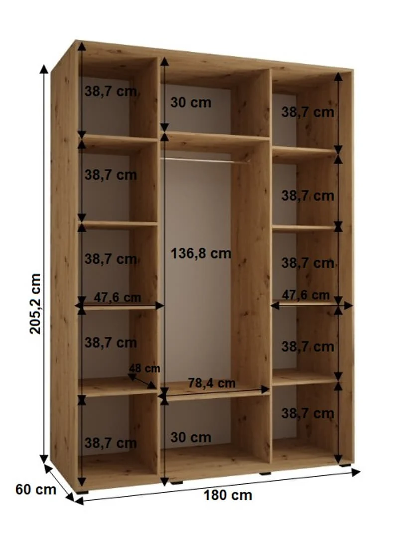 Cannes I Sliding Door Wardrobe 180cm - Image 7