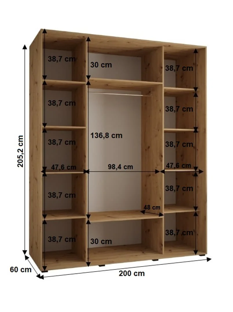 Cannes III Sliding Door Wardrobe 200cm - Image 4