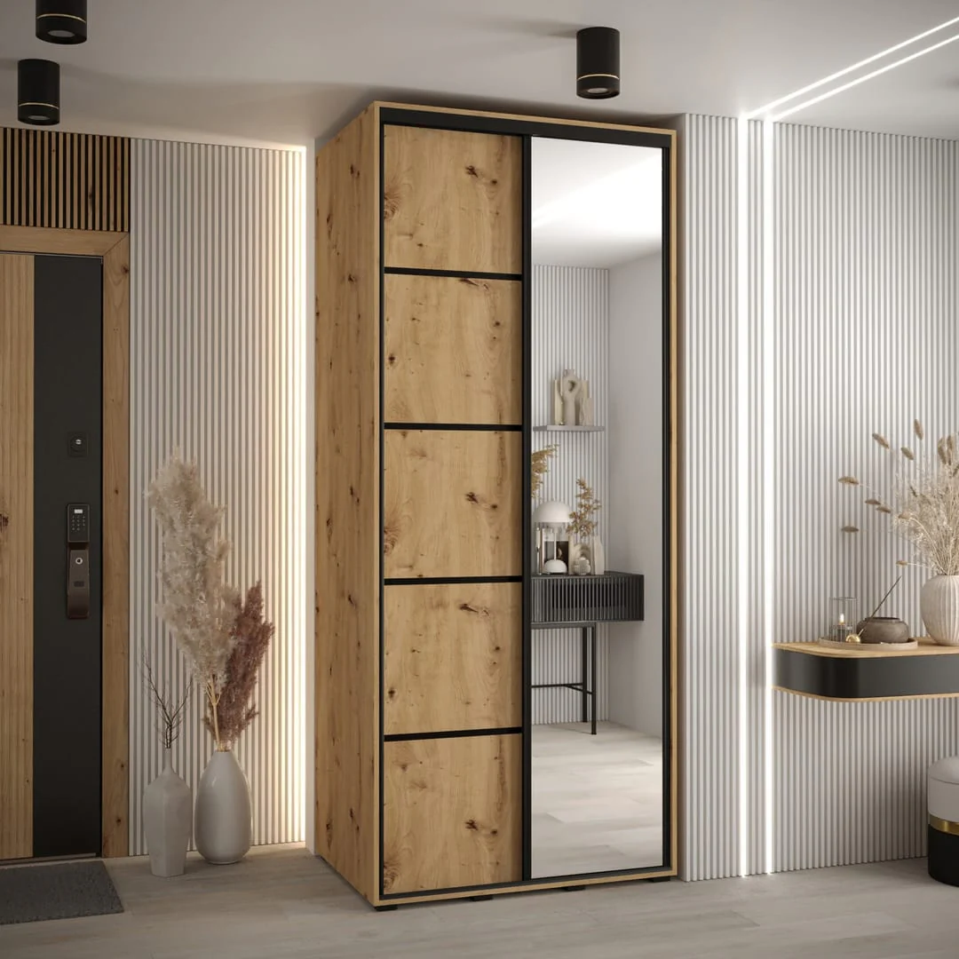 Cannes V Sliding Door Wardrobe 100cm - Image 4