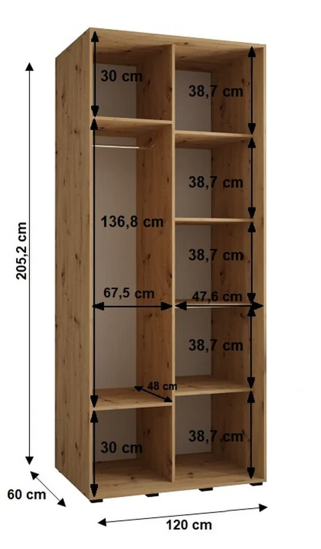 Cannes V Sliding Door Wardrobe 120cm - Image 7