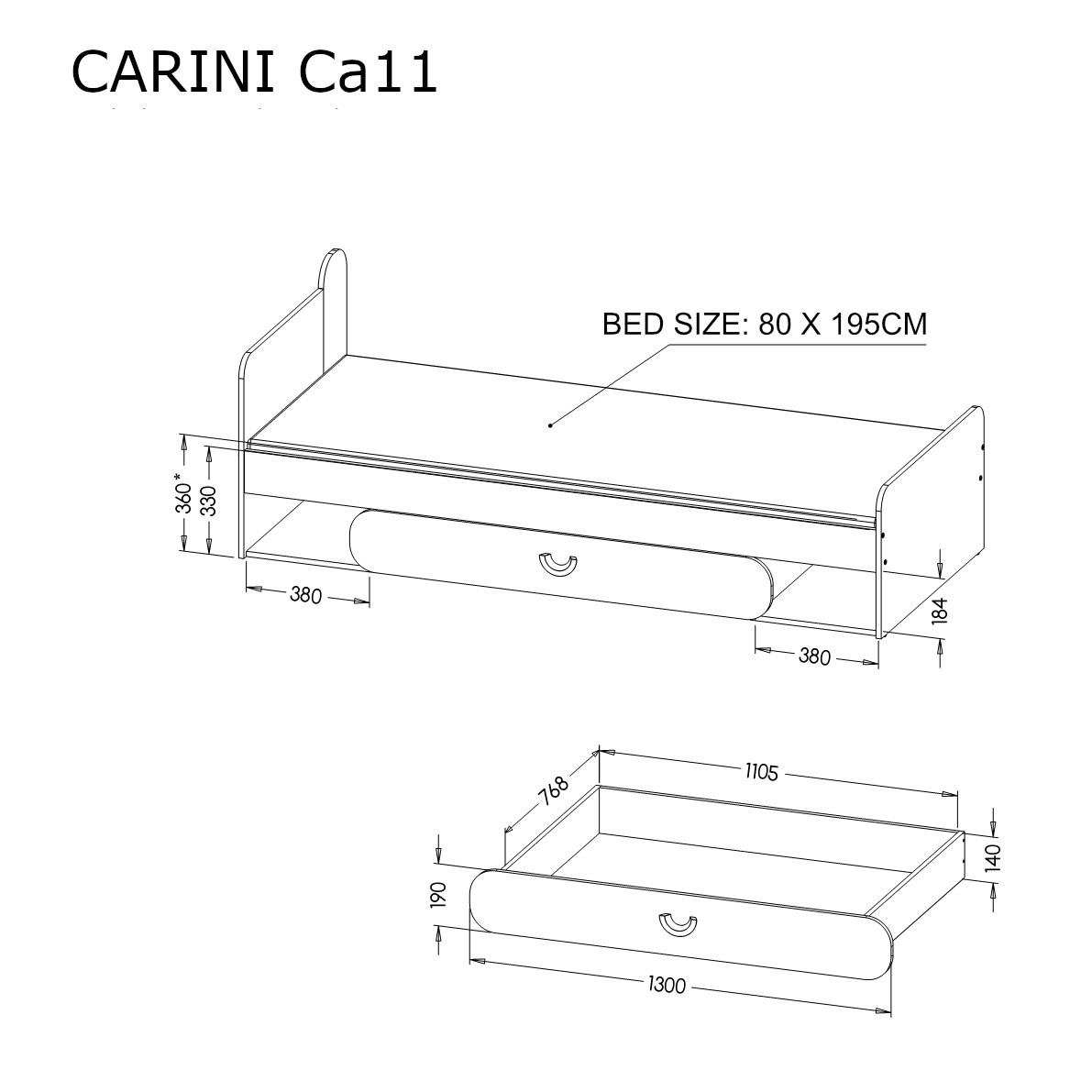 Carini CA11 Single Bed - Image 5