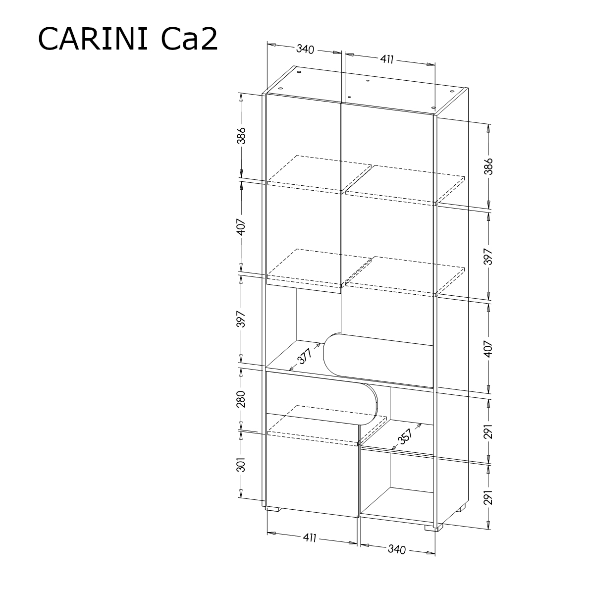 Carini CA2 Tall Cabinet 80cm - Image 4